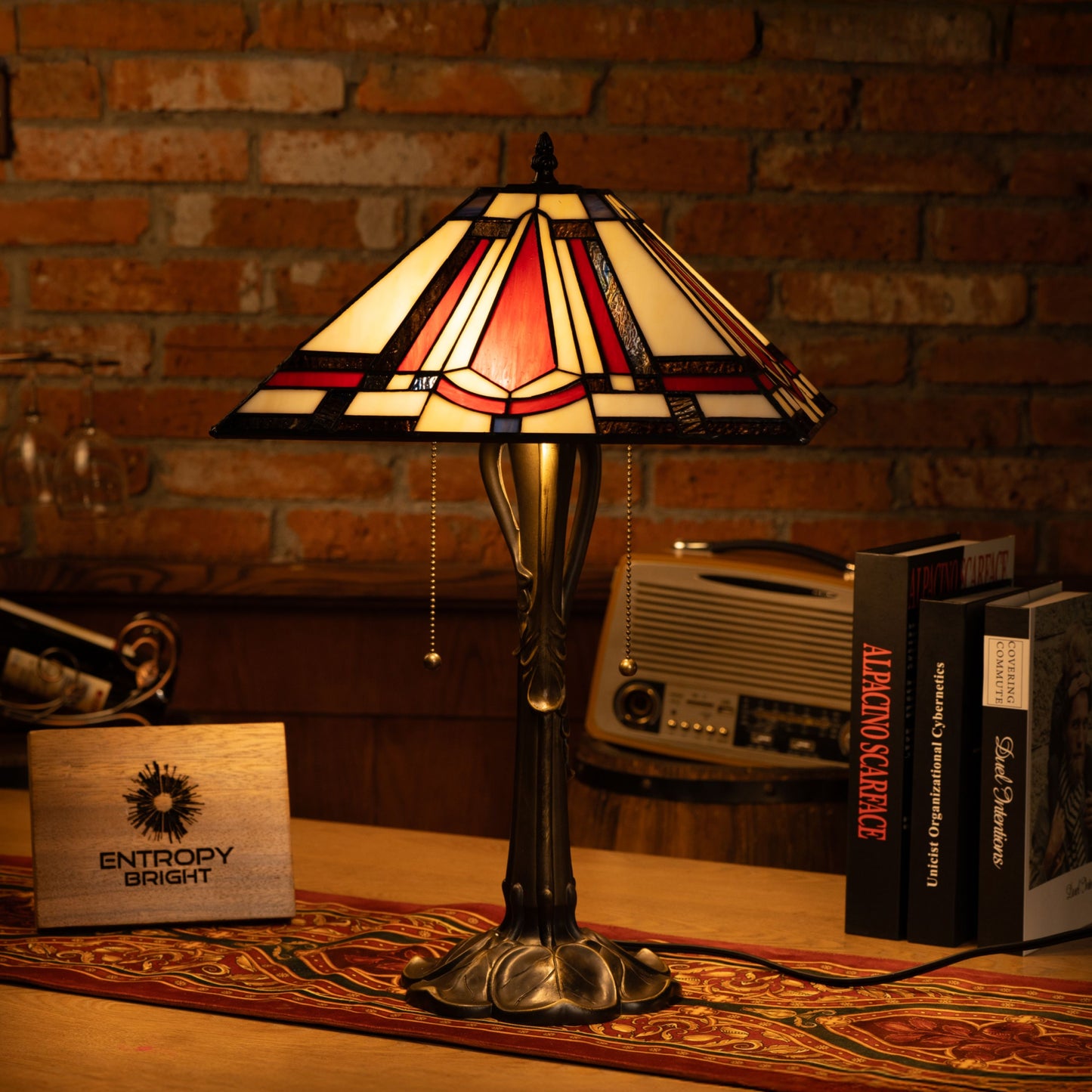 Amber Striped Elegance Tiffany Lamp