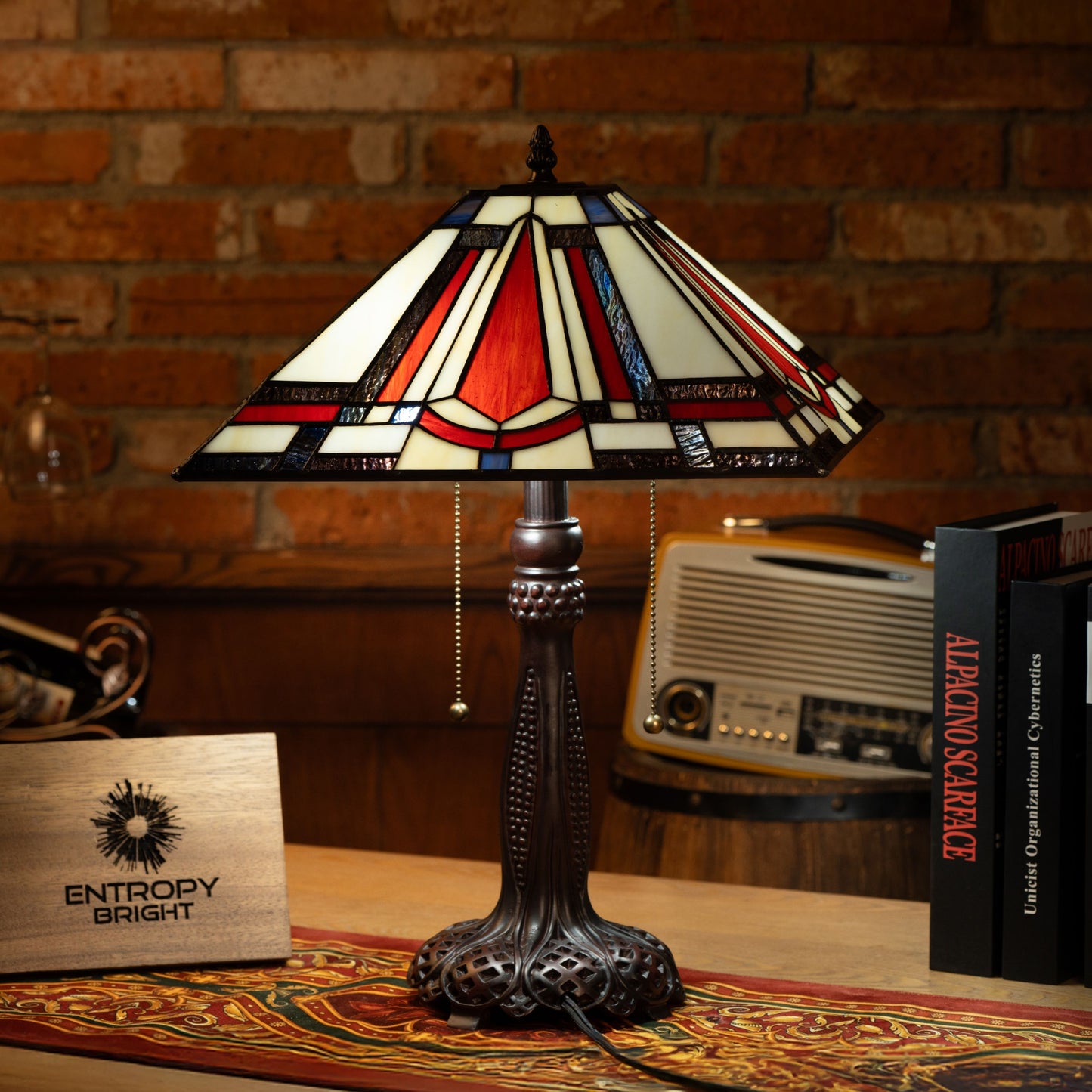 Amber Striped Elegance Tiffany Lamp