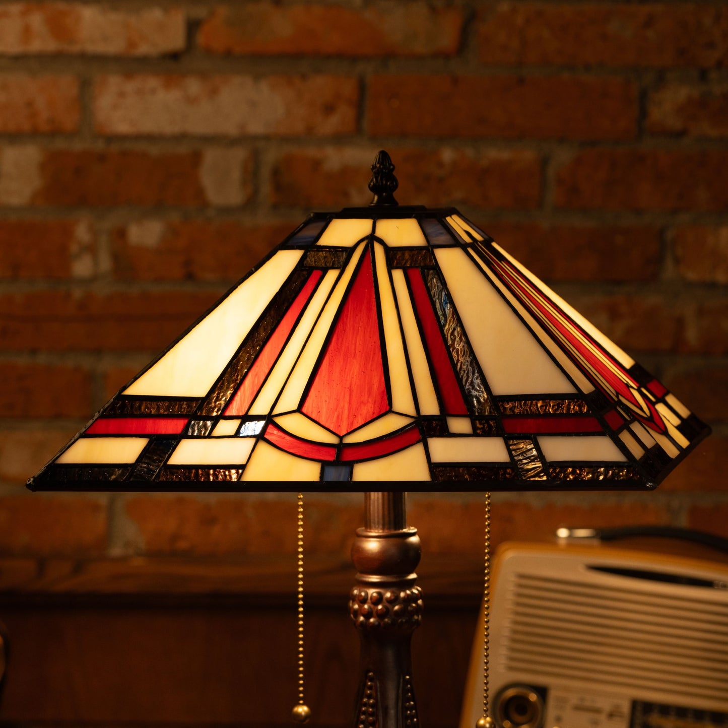 Amber Striped Elegance Tiffany Lamp