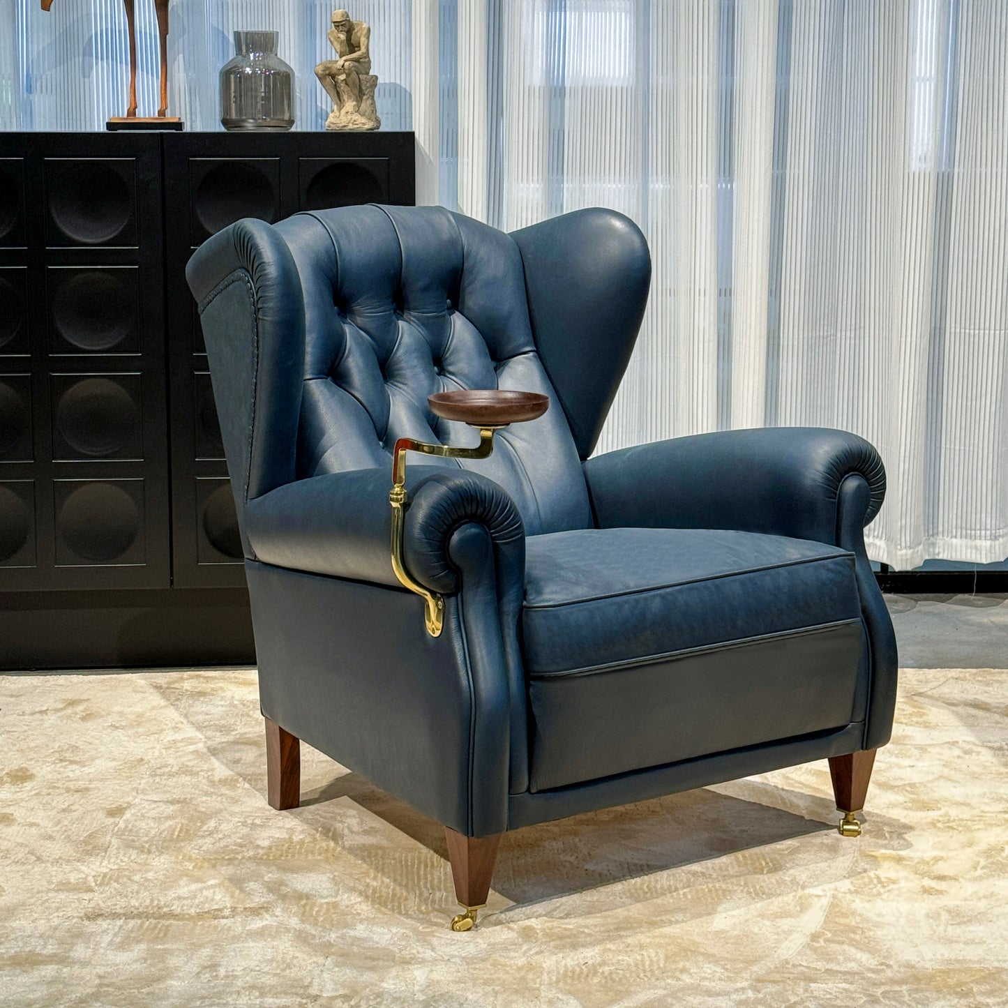 Tufted Accent Chair with Decorative Stitching