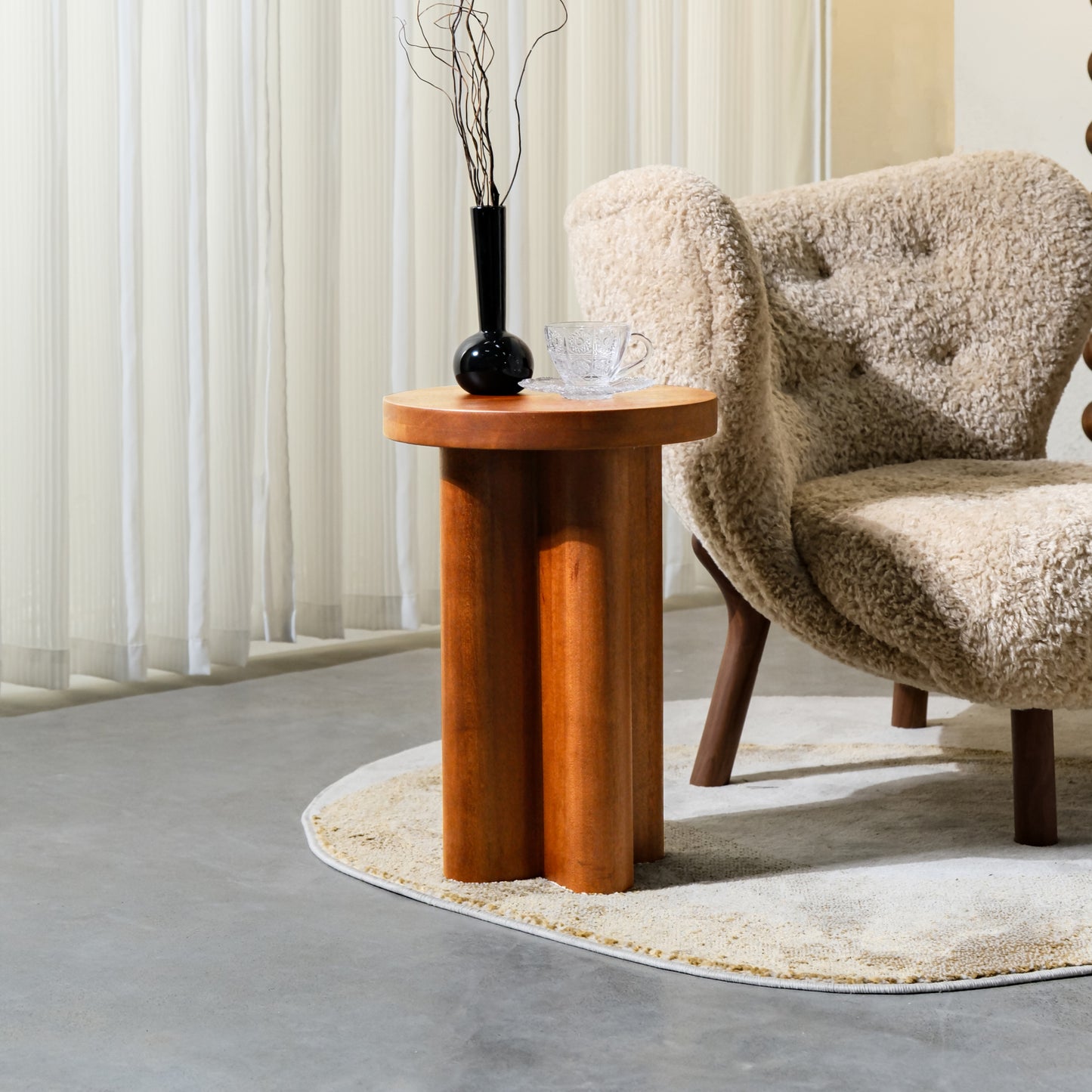 Round Solid Teak Side Table