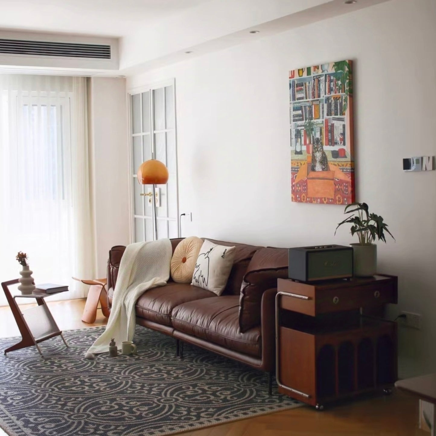 Italian Minimalist Full-Grain Leather Sofa
