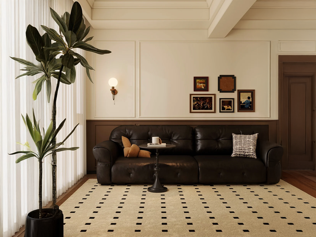 Moody Modern: Dark Leather and Graphic Minimalism