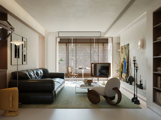 rtful Contrast: Modern Black Leather and Sculptural Seating