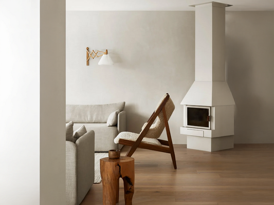 Living Room Corner: Calm Minimalism with Sculptural Warmth