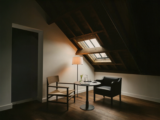 Under the Eaves: Minimalist Wood and Leather Reading Nook