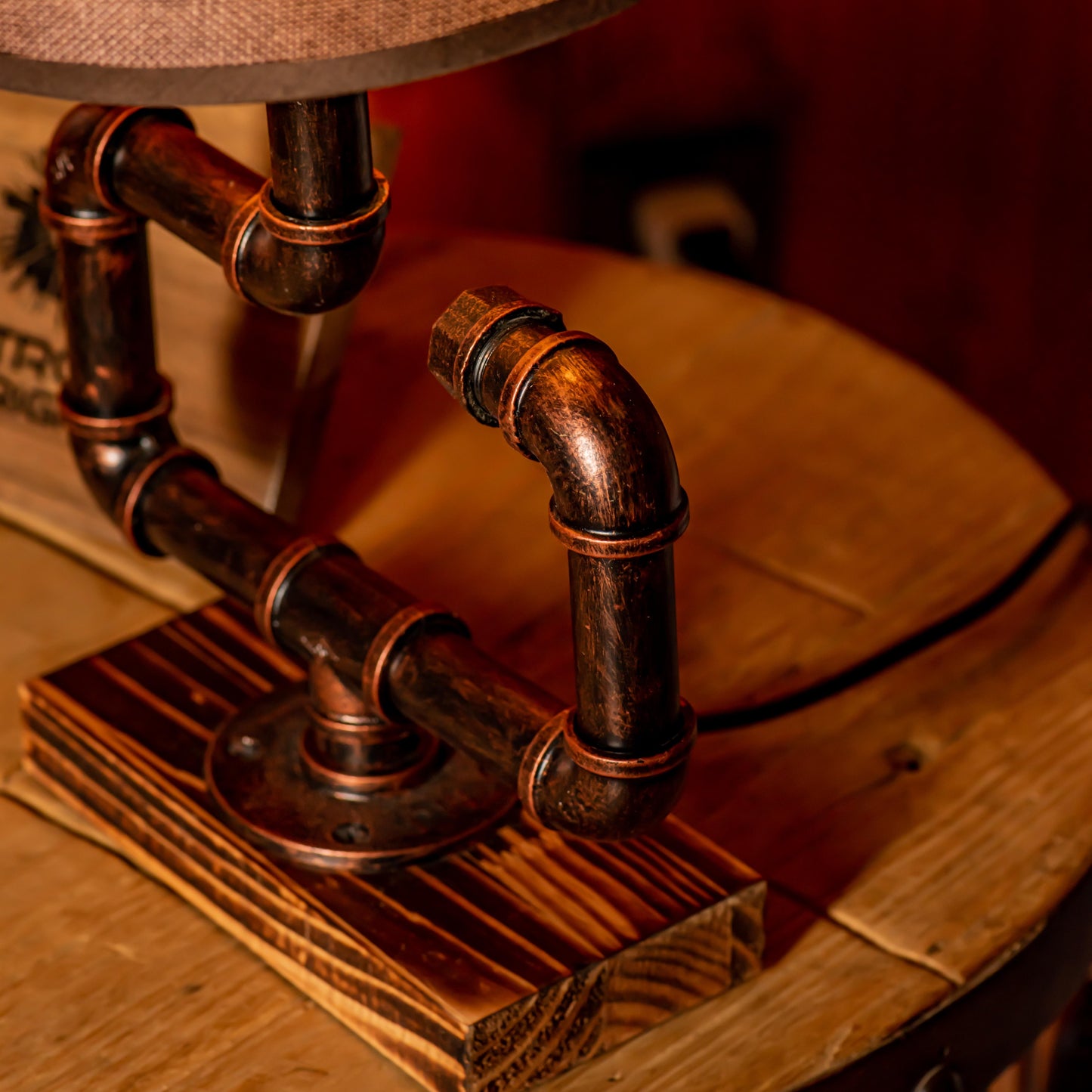 Whisper Steampunk Handmade Vintage Adjustable Pipe Lamp