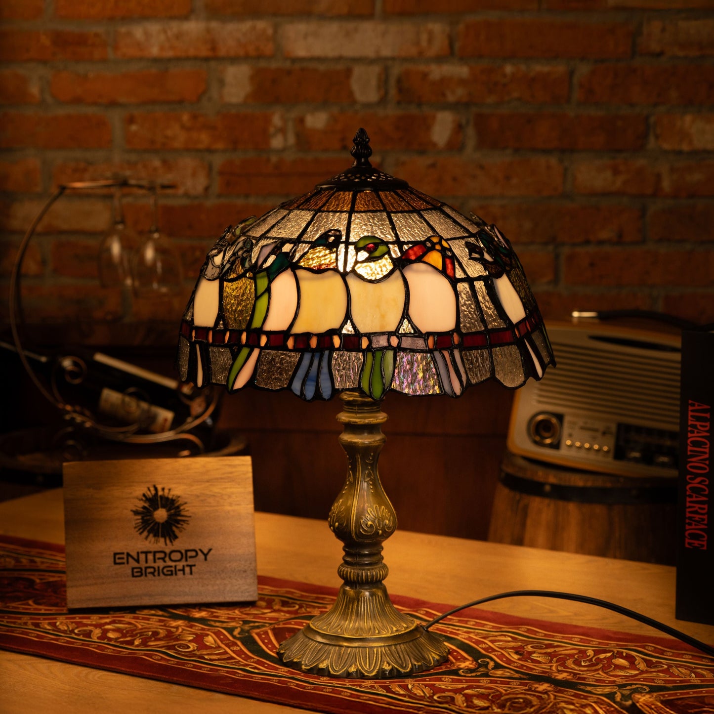 Radiant Ember Bloom Tiffany Table Lamp