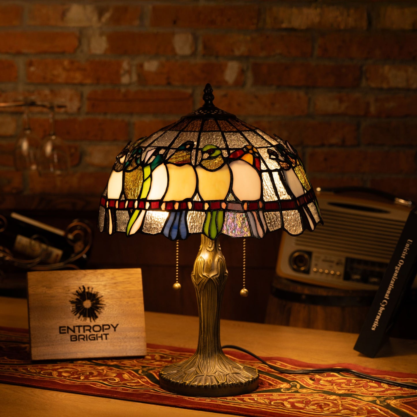 Radiant Ember Bloom Tiffany Table Lamp