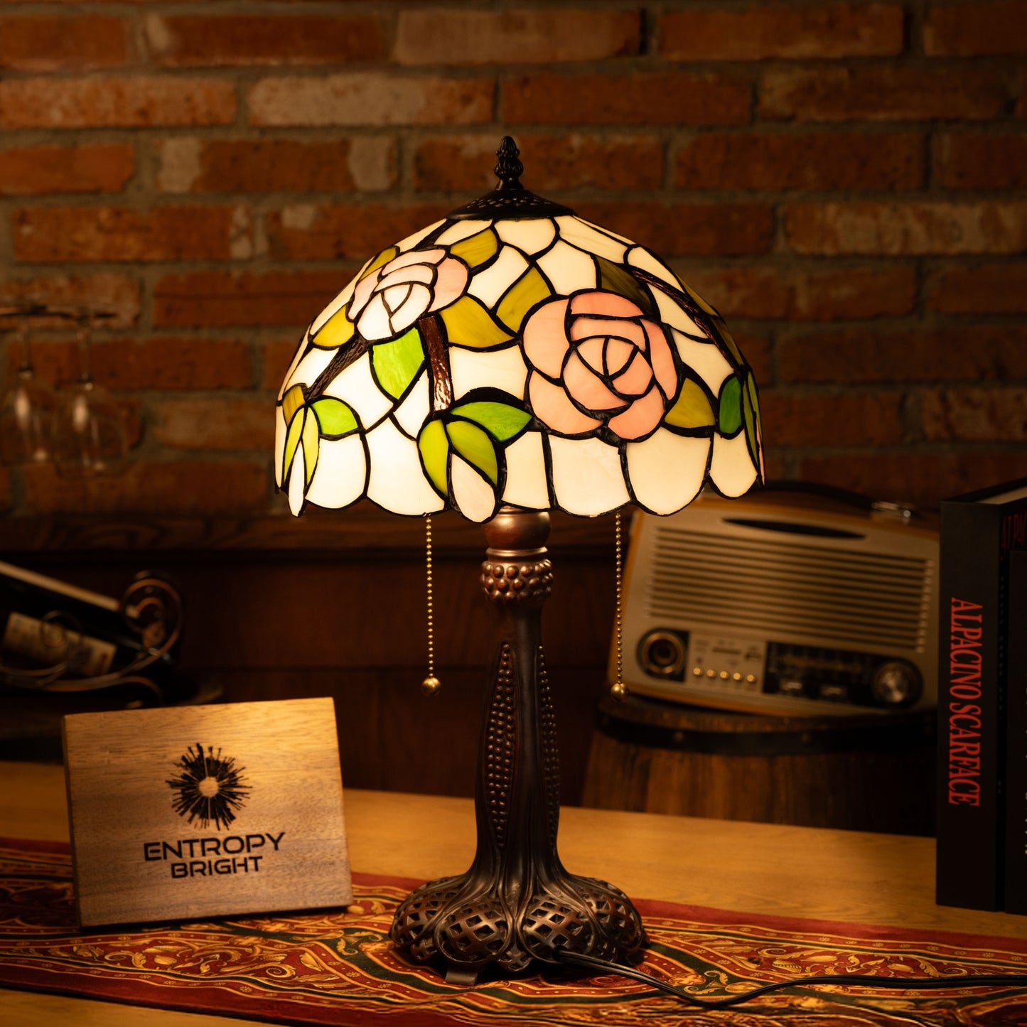Rose Garden Glow Tiffany Table Lamp