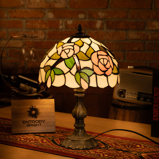 Rose Garden Glow Tiffany Table Lamp