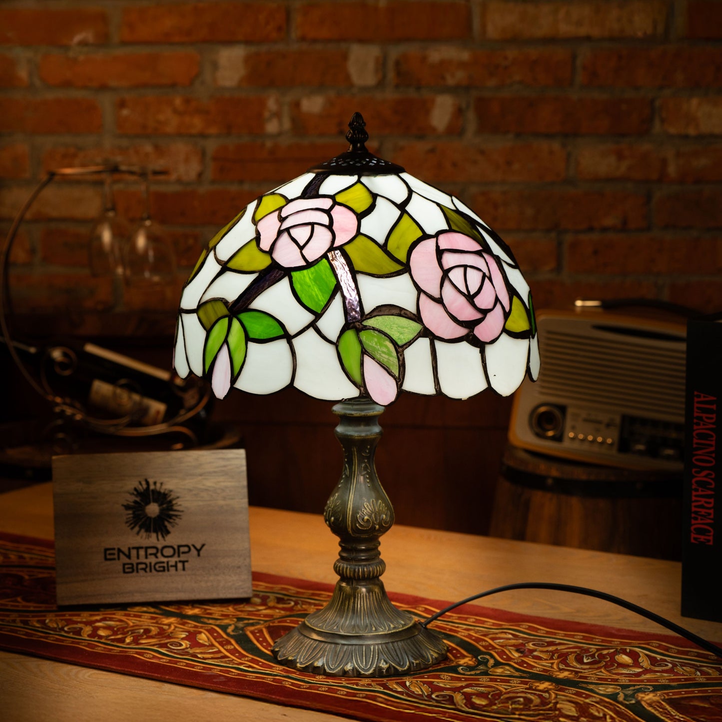 Rose Garden Glow Tiffany Table Lamp