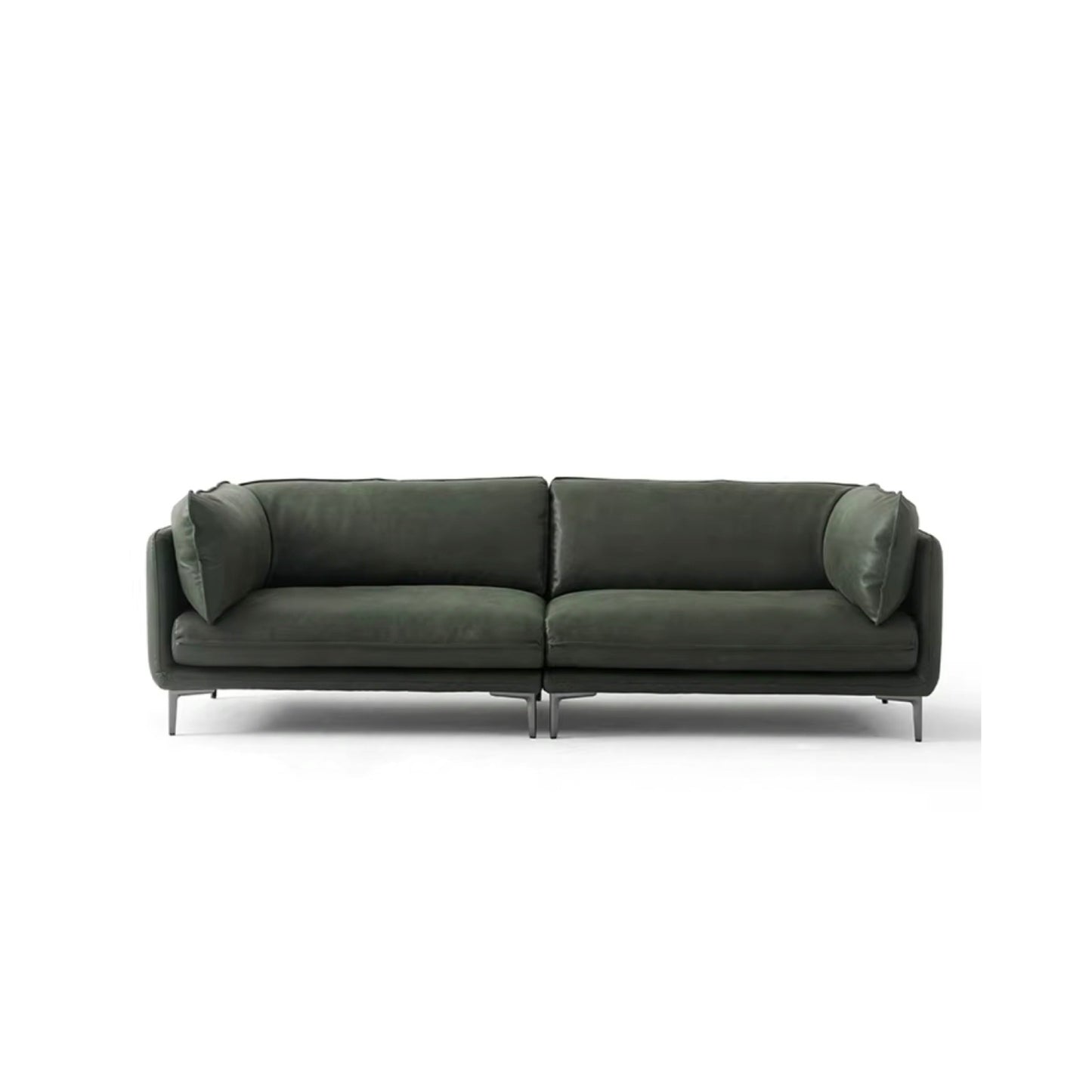 Italian Minimalist Full-Grain Leather Sofa