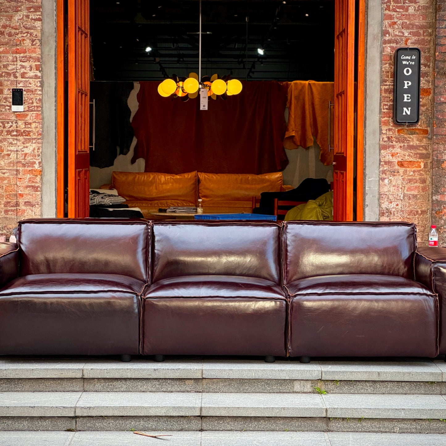 Modular Top-Grain Leather Sofa