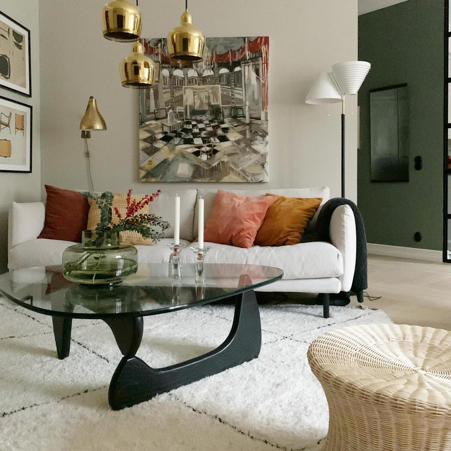 Mid-Century Triangular Glass Coffee Table