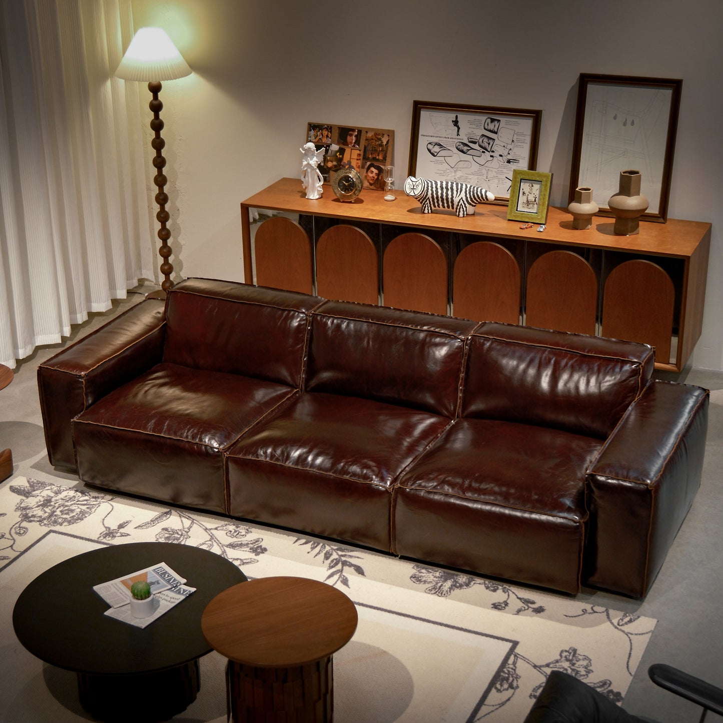 Modular Top-Grain Leather Sofa