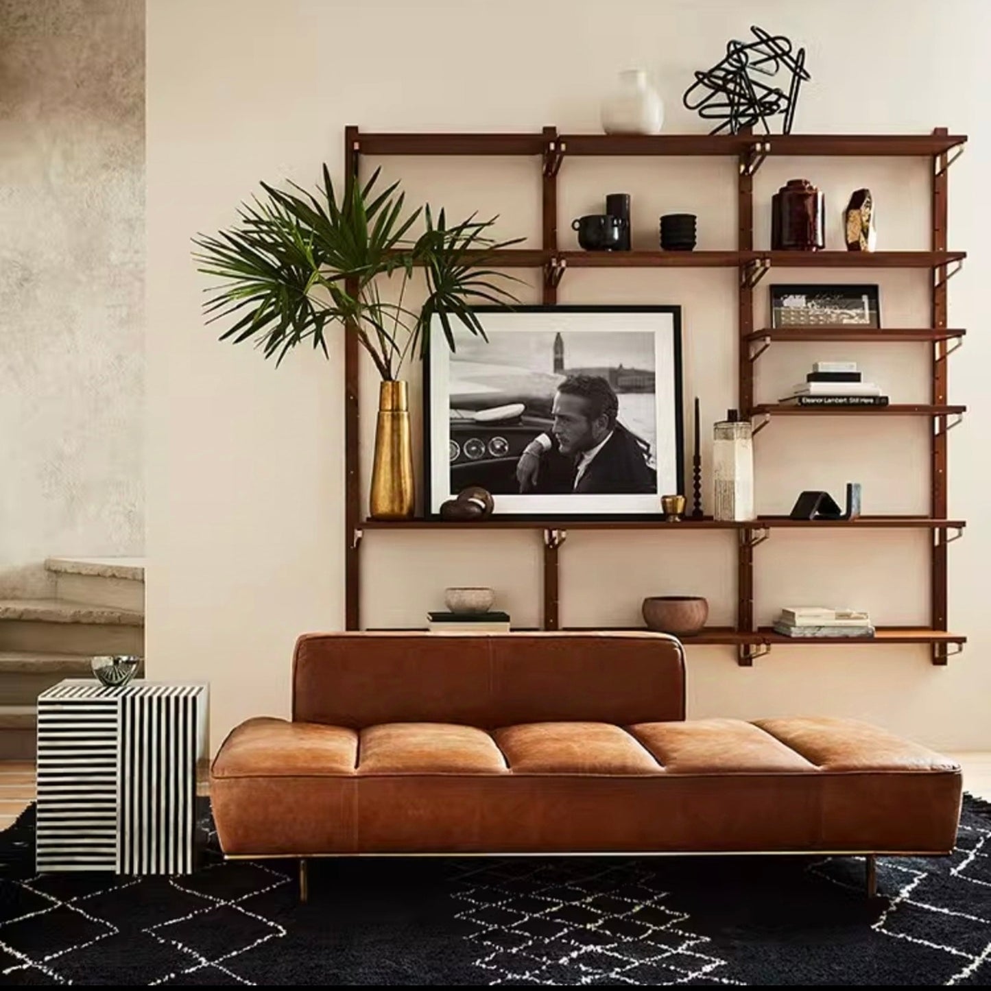 Modern Velvet &amp; Leather Ottoman Sofa by Janzo