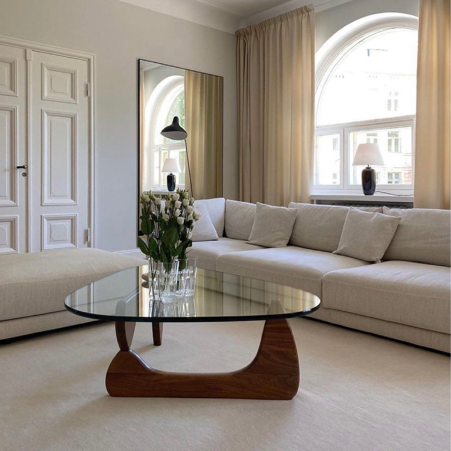 Mid-Century Triangular Glass Coffee Table