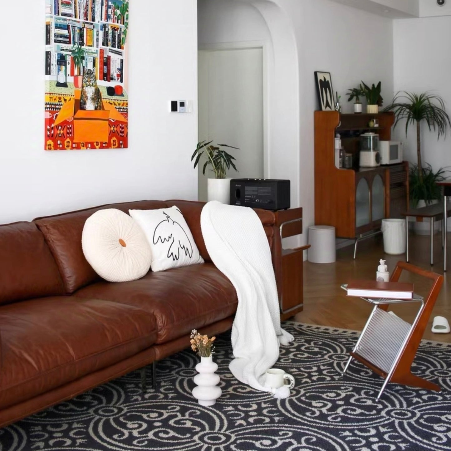 Italian Minimalist Full-Grain Leather Sofa